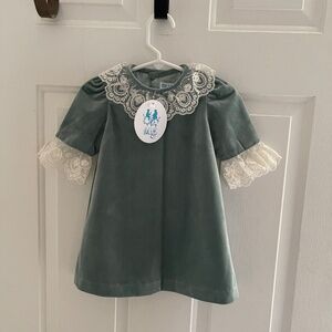 NWT LULI & Me  Velvet Dress Lace Collar 18 months